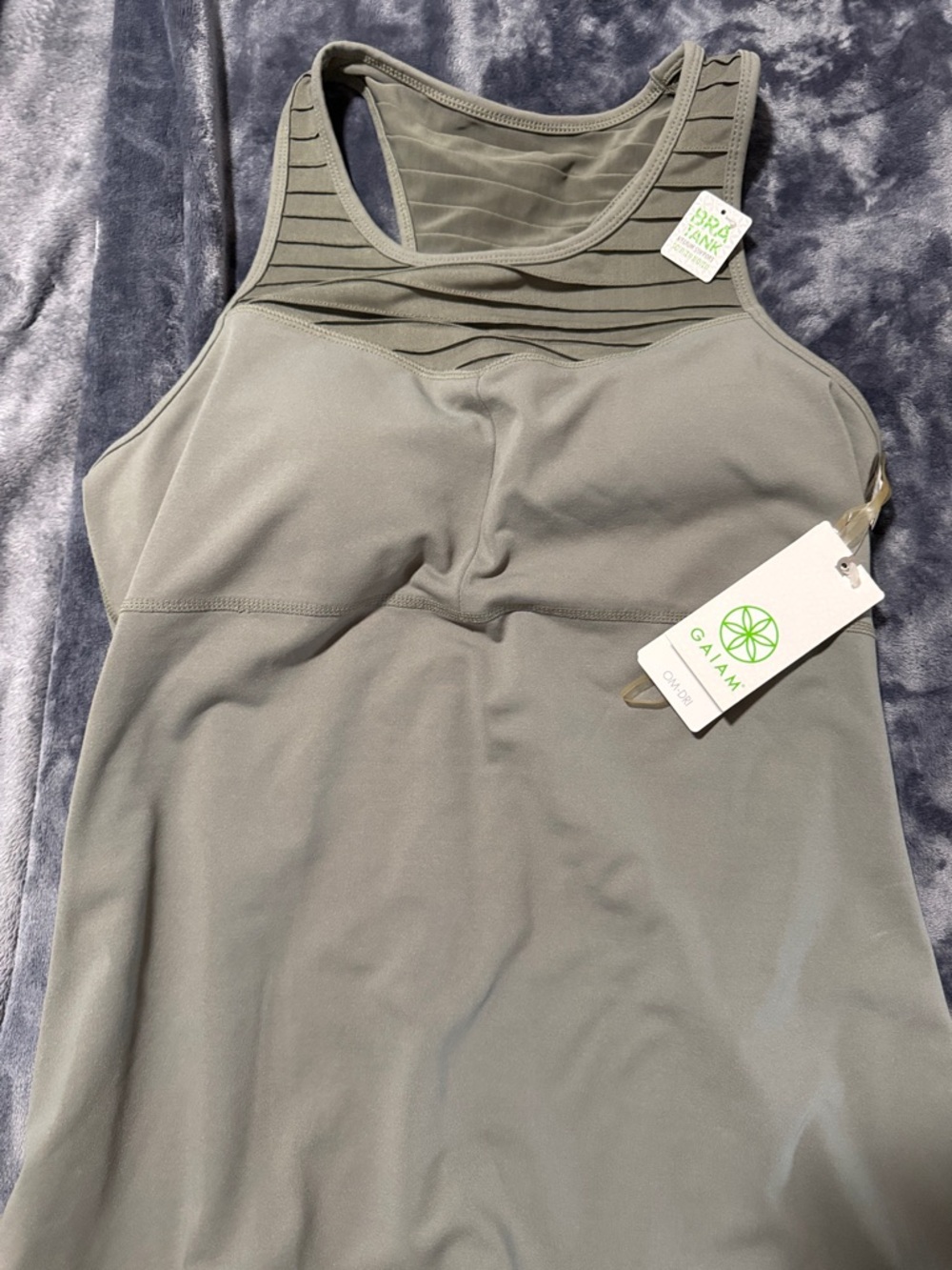 GAIAM Olive Tank with Striped Mesh Yoke